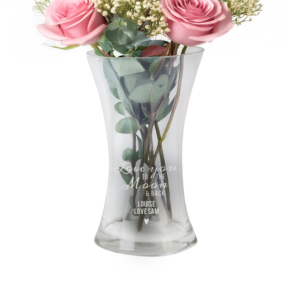 Personalised Love You To The Moon and Back Glass Vase