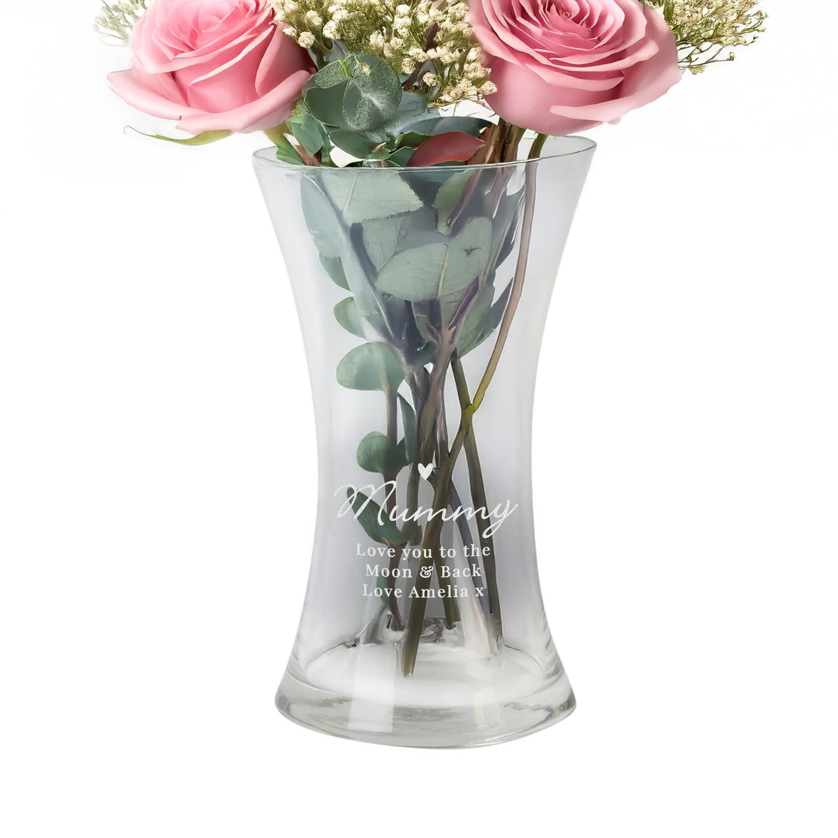 Personalised Love Heart Glass Vase