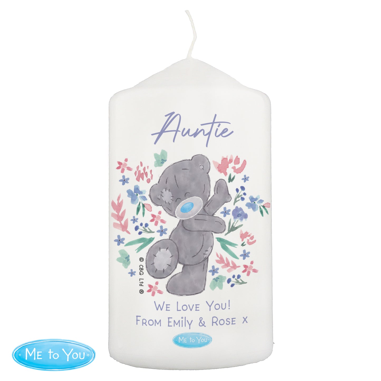 Personalised Me To You Pastel Floral Pillar Candle