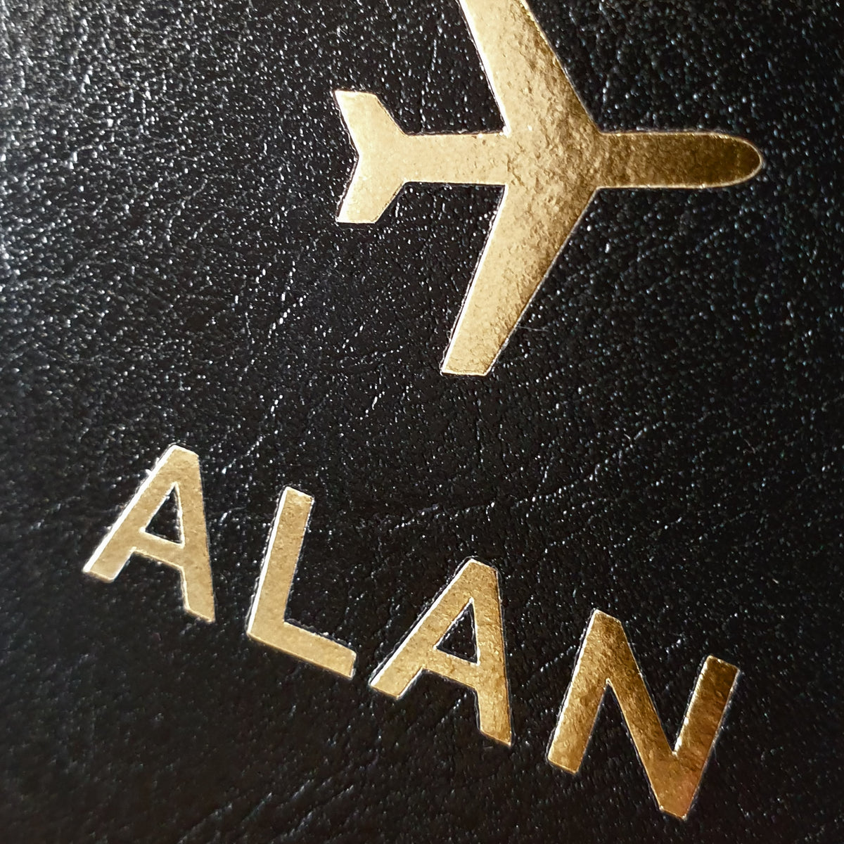 Personalised Gold Name Black Leather Passport Holder