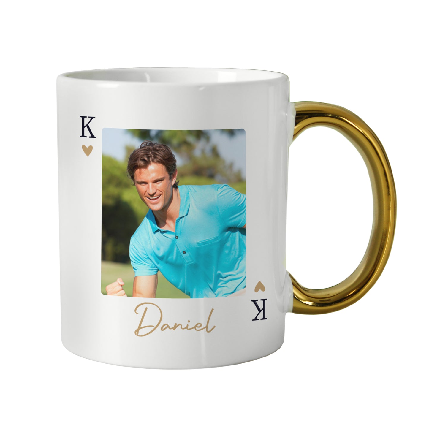Personalised Photo Upload King Gold Handle Mug