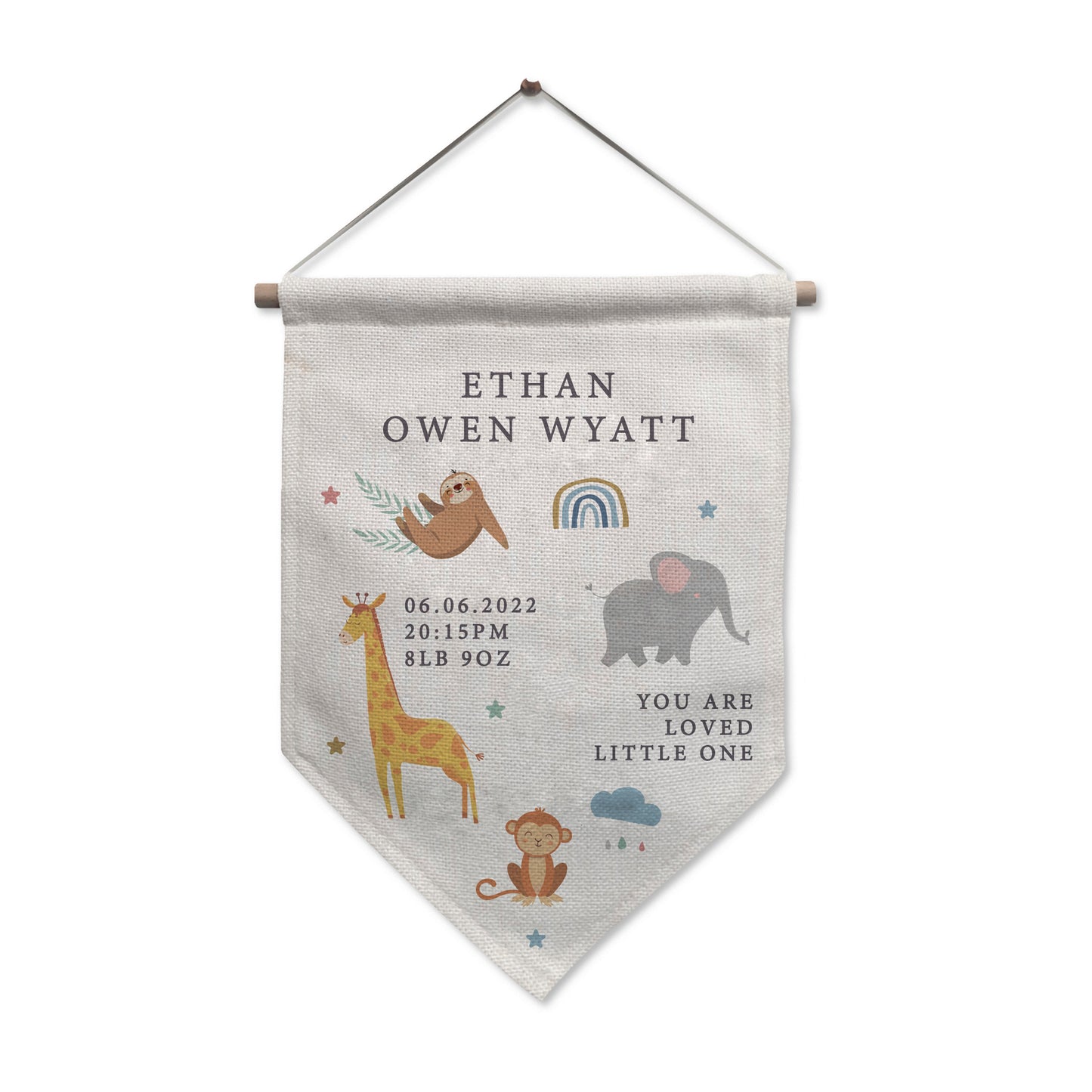Personalised Safari Animals Hanging Banner