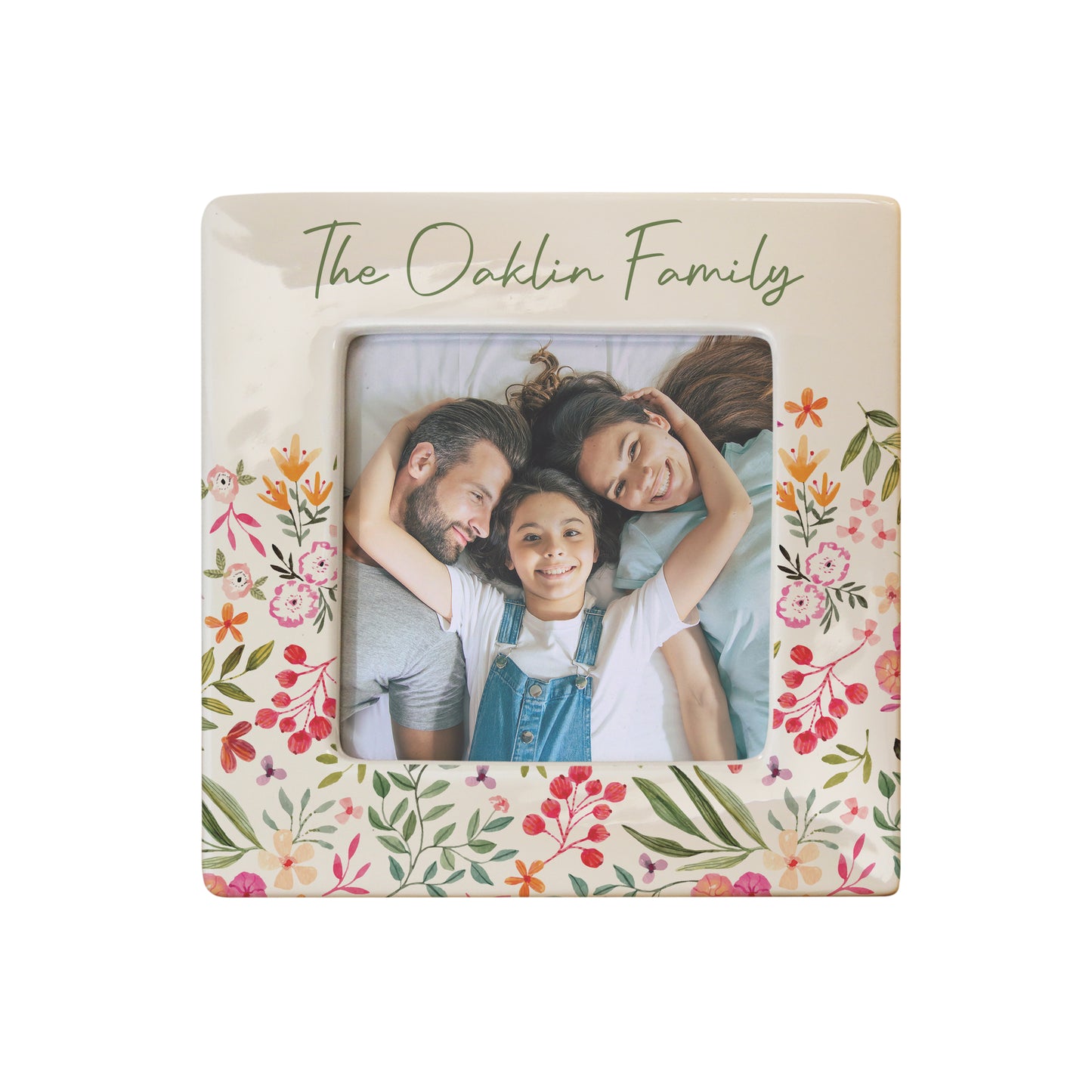 Personalised Floral Ceramic 4x4 Frame