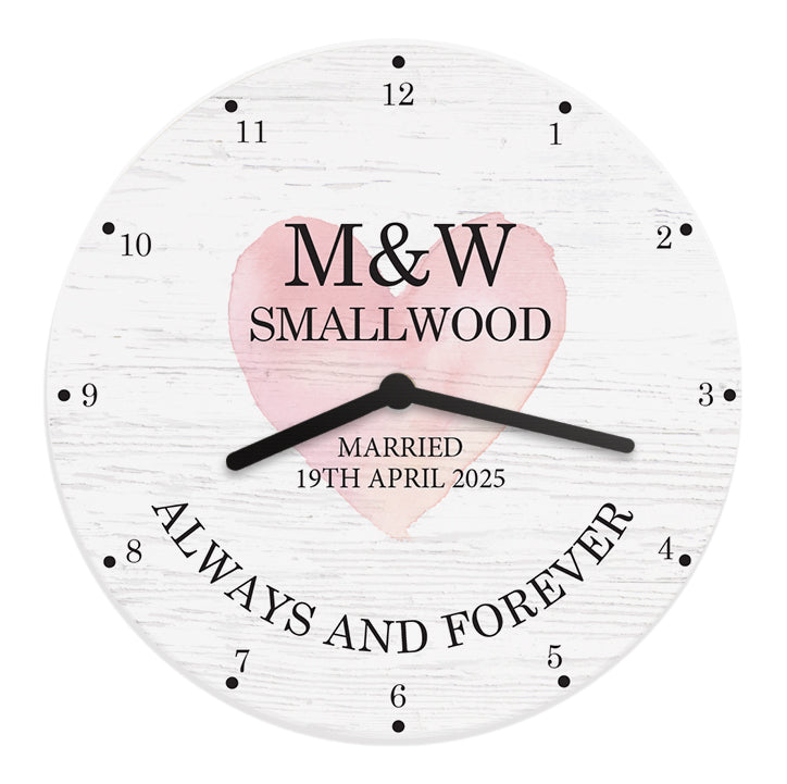 Personalised Couples Wooden Clock