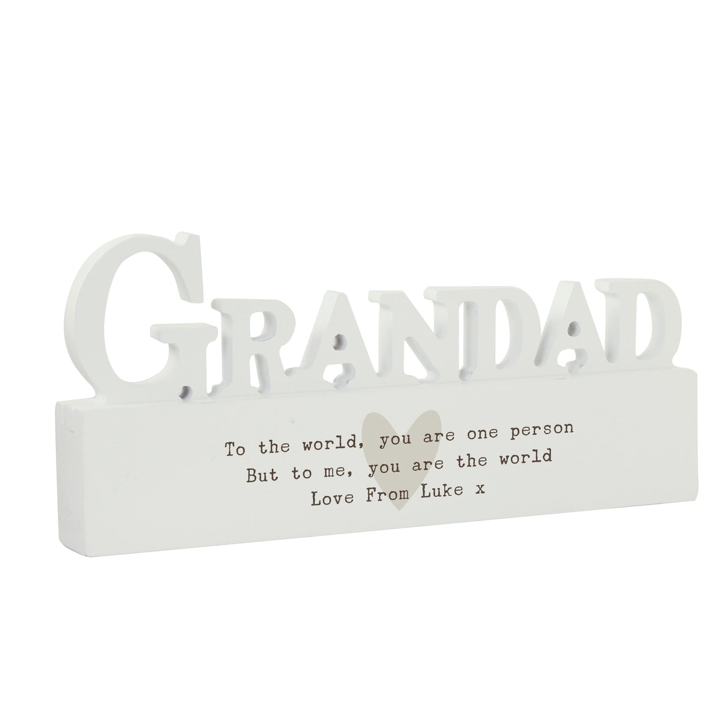 Personalised Free Text Heart Wooden Grandad Ornament