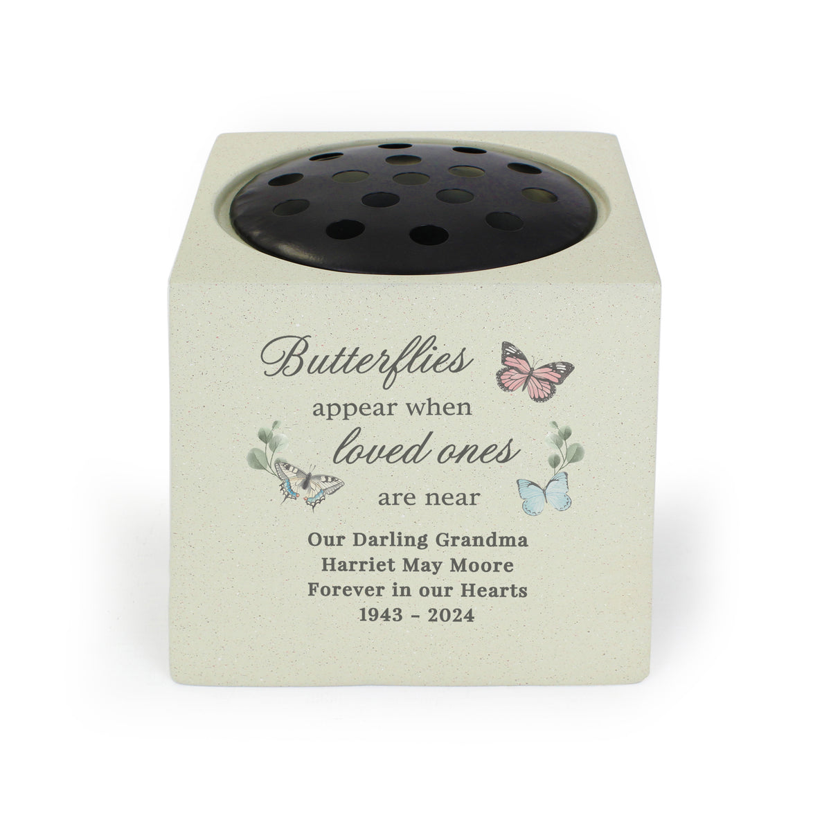 Personalised Butterflies Appear Memorial Vase