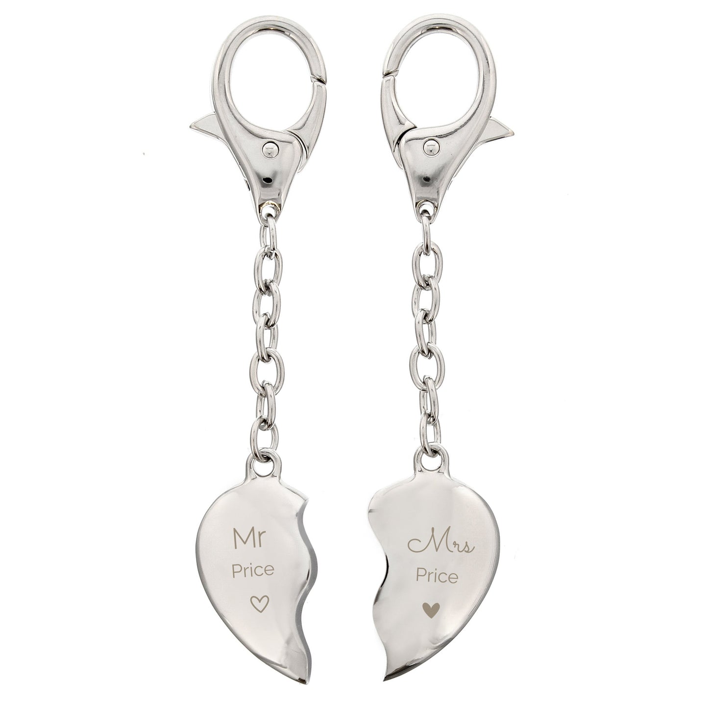 Personalised Mr & Mrs Two Hearts Keyring