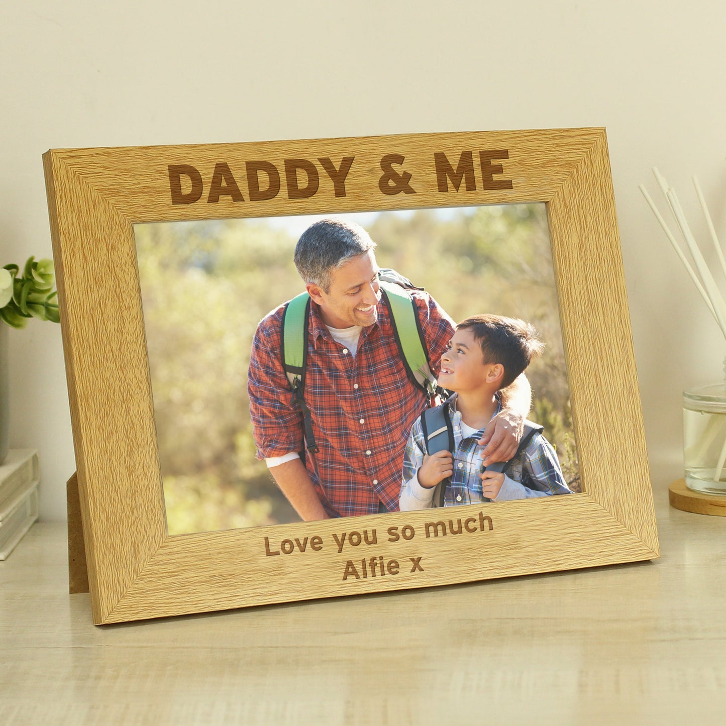 Personalised Daddy & Me 5x7 Landscape Wooden Photo Frame