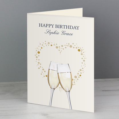 Personalised Gold Champagne Flutes Card