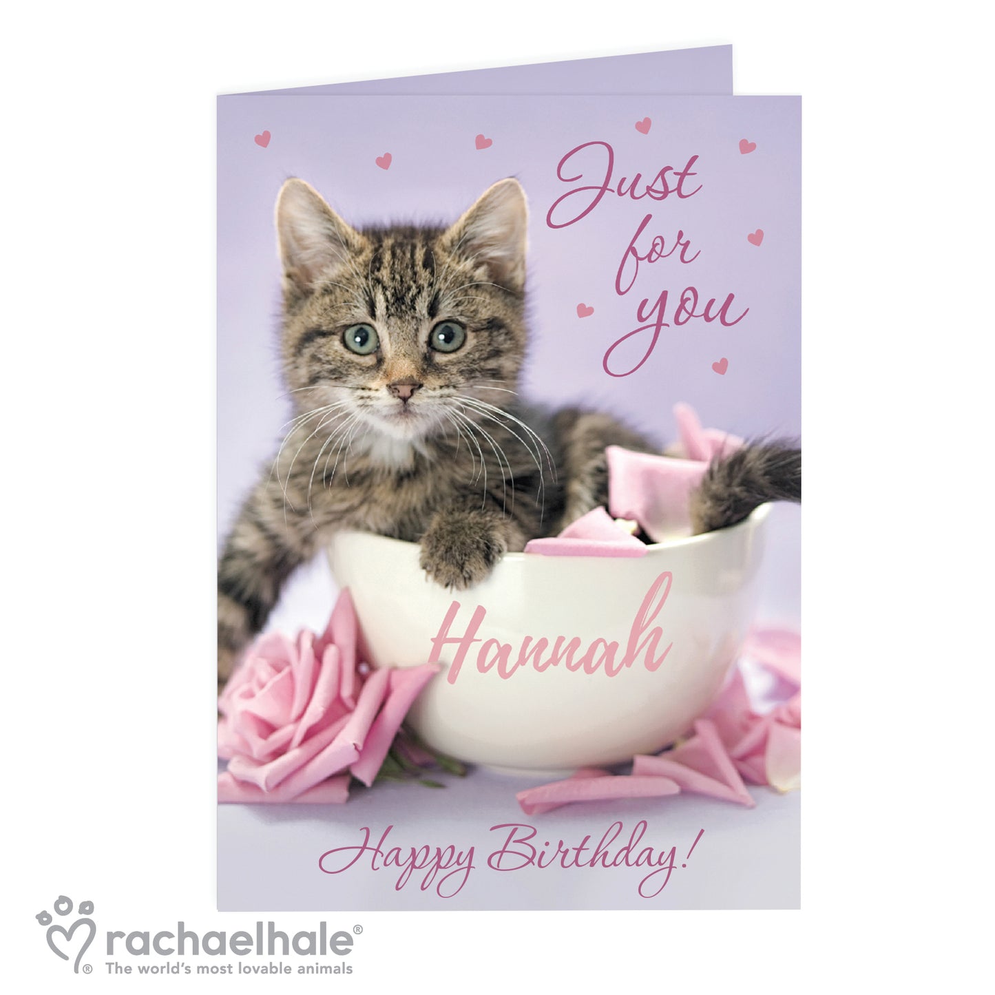 Personalised Rachael Hale 'Just for You' Kitten Card