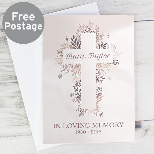 Personalised Floral Cross Card