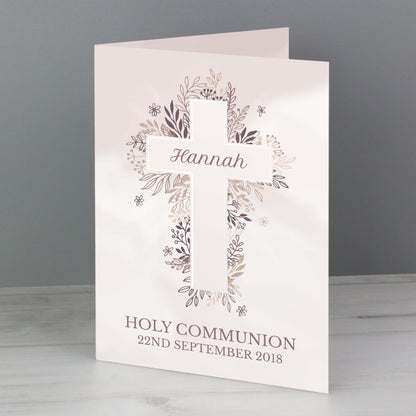 Personalised Floral Cross Card