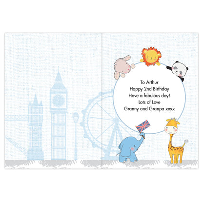 Personalised London Animal Bus Birthday Card