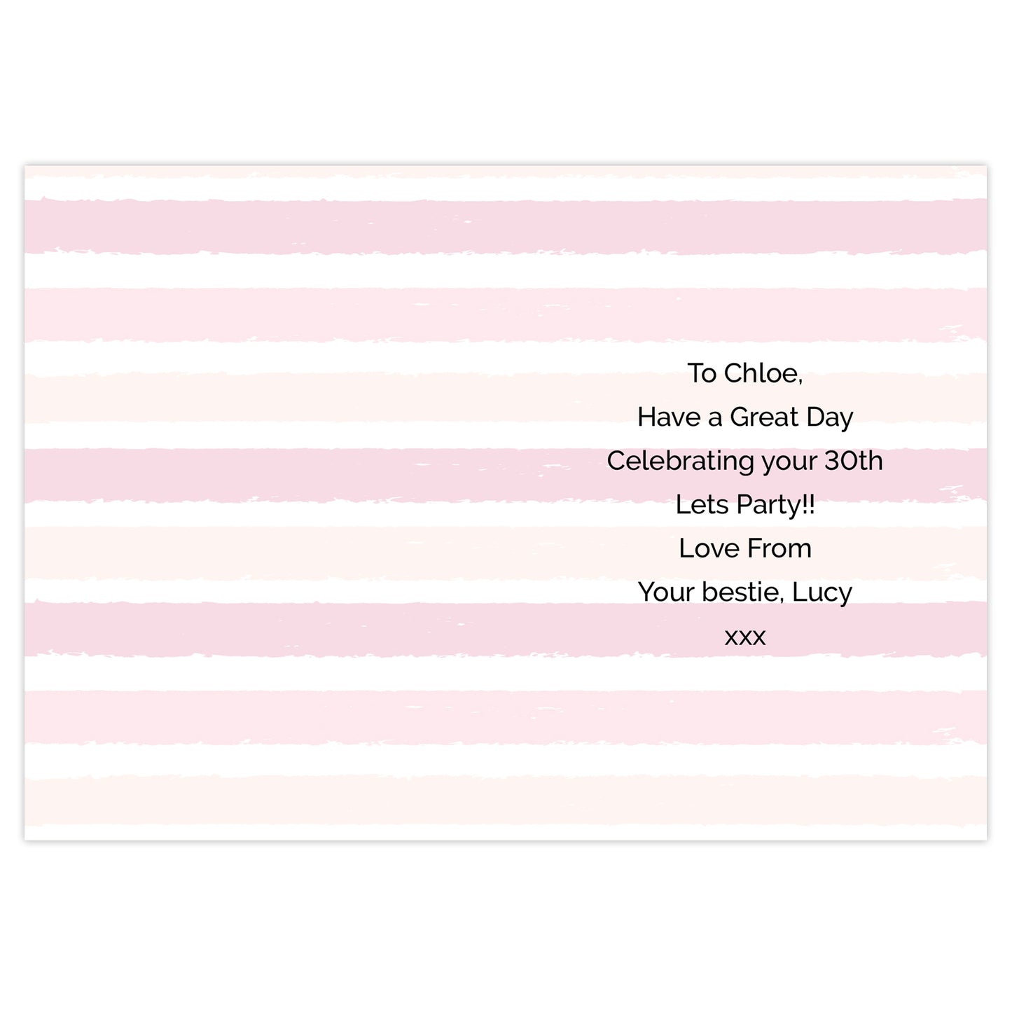 Personalised Gold and Pink Stripe Birthday Card