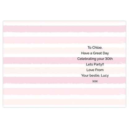 Personalised Gold and Pink Stripe Birthday Card