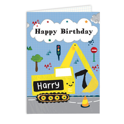 Personalised Digger Birthday Card