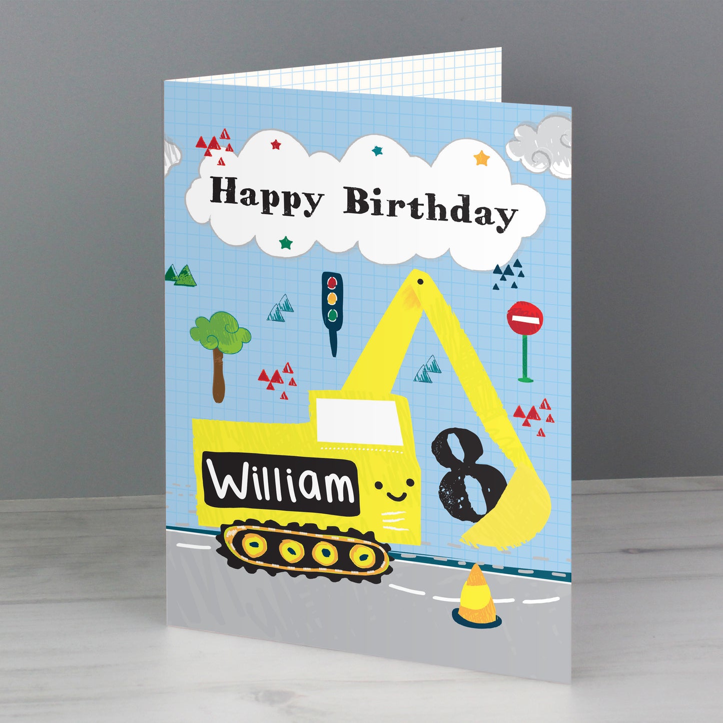 Personalised Digger Birthday Card