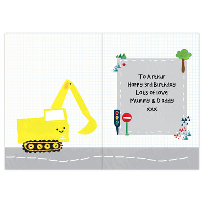 Personalised Digger Birthday Card