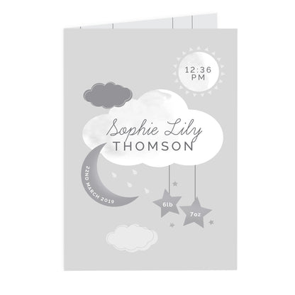 Personalised New Baby Moon & Stars Card