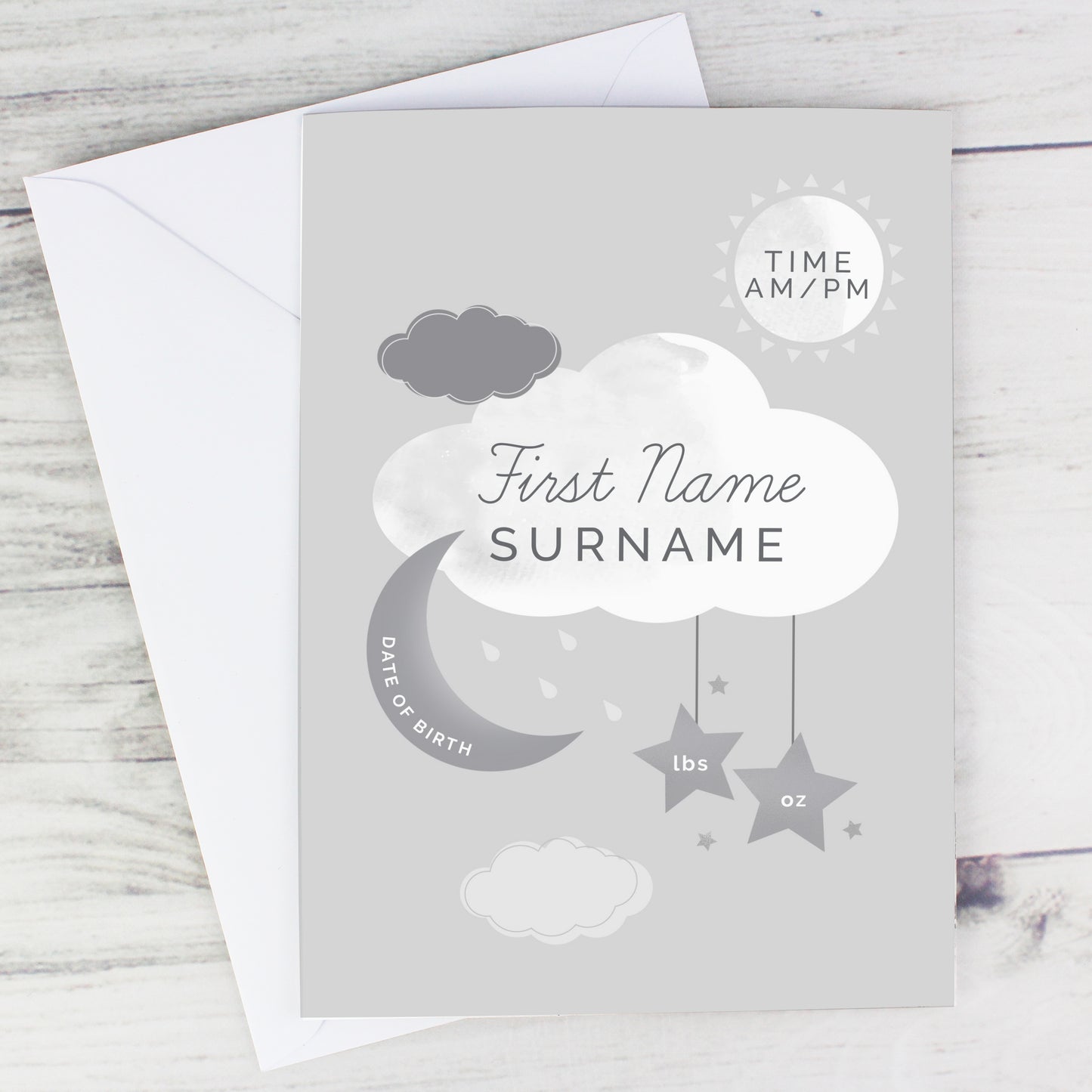 Personalised New Baby Moon & Stars Card