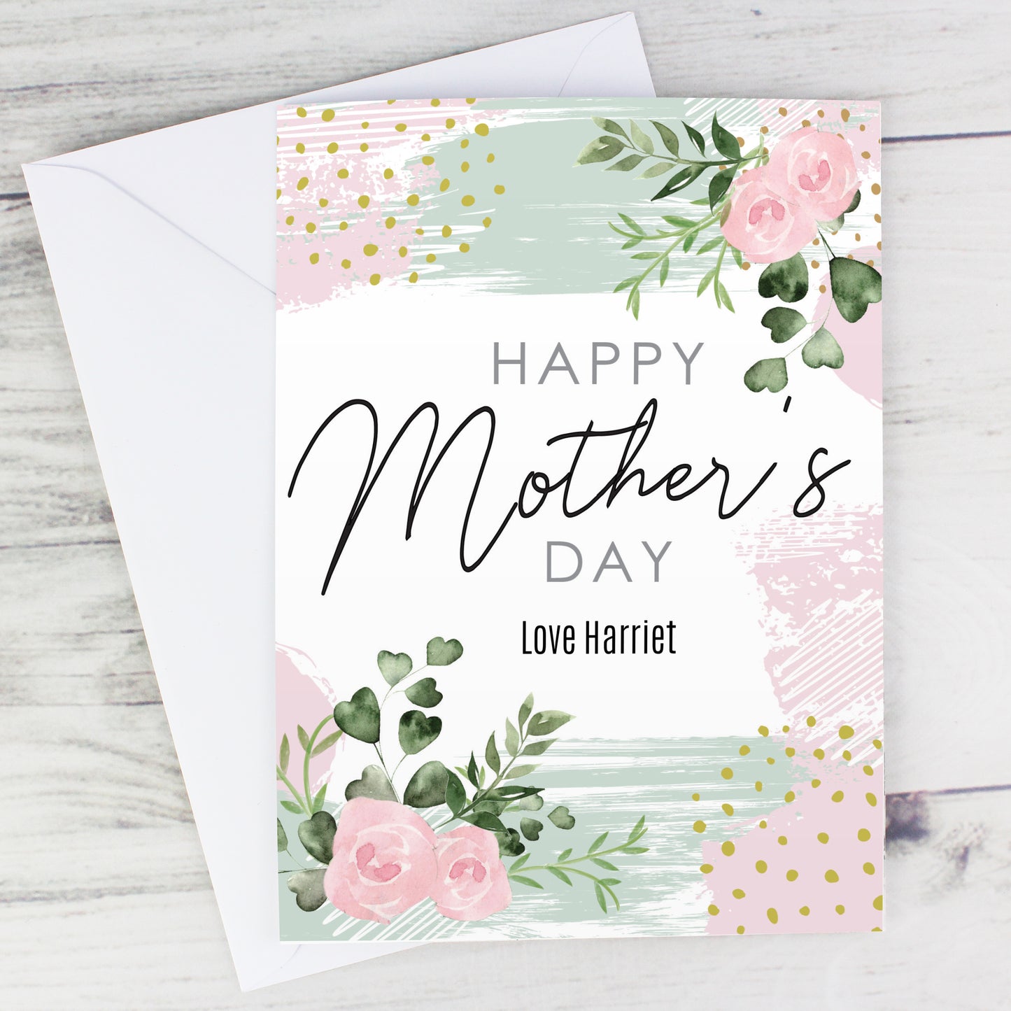 Personalised Happy Mothers Day Abstract Rose Card