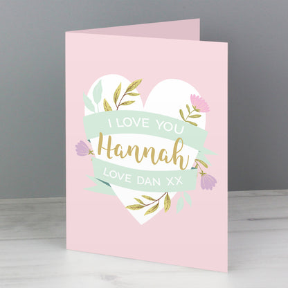 Personalised Floral Heart Card