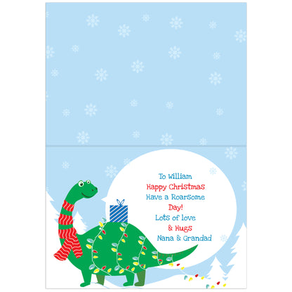 Personalised Dinosaur 'Have a Roarsome Christmas' Card