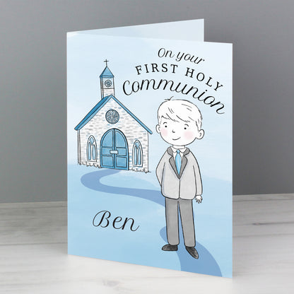 Personalised Boys First Holy Communion Card