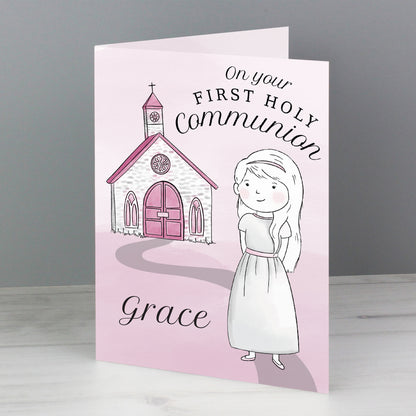 Personalised Girls First Holy Communion Card