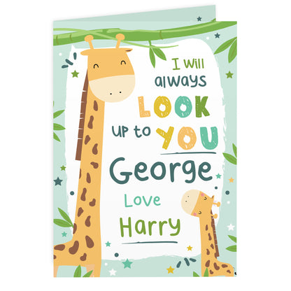 Personalised Look Up To You Giraffe Card