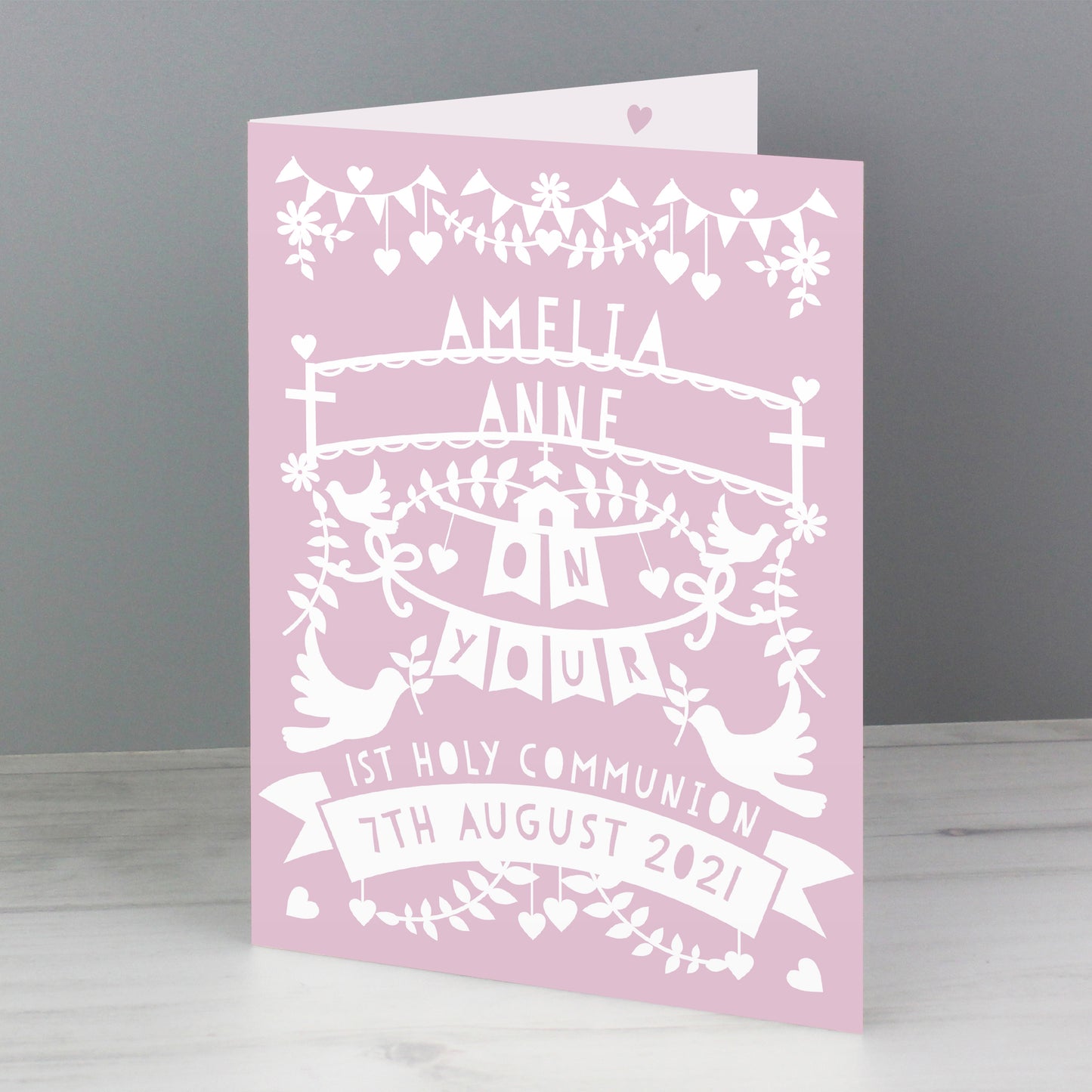 Personalised Pink Papercut Style Card