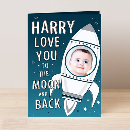 Personalised Moon & Back Photo Upload Card