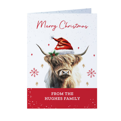 Personalised Highland Cow Pack of 10 Christmas Cards