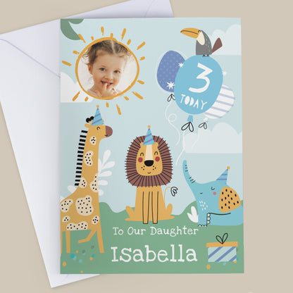 Personalised Photo Upload Animals Birthday Card