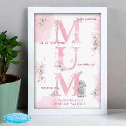 Personalised Me To You Mum White A4 Framed Print