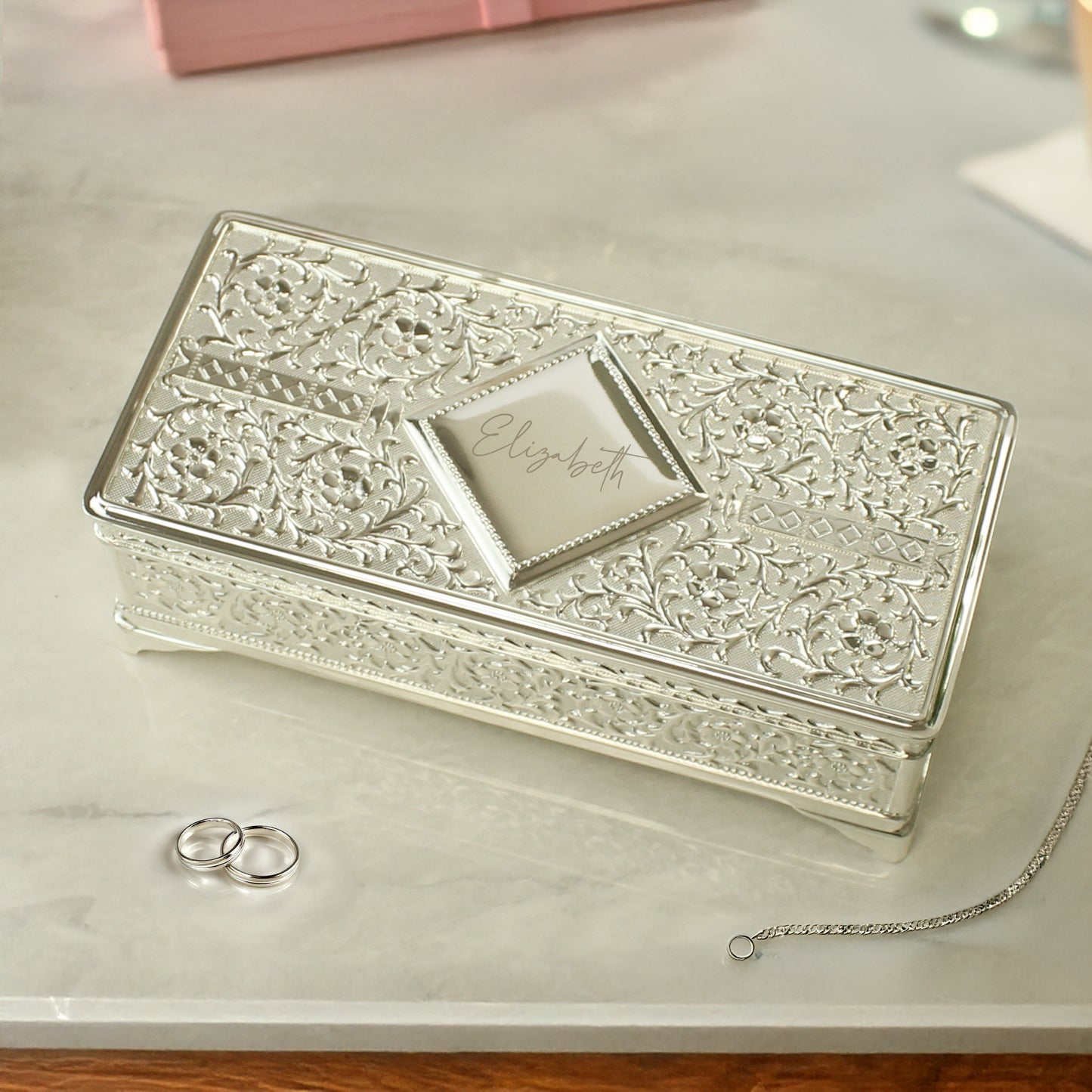Personalised Silver Plated Jewellery Box