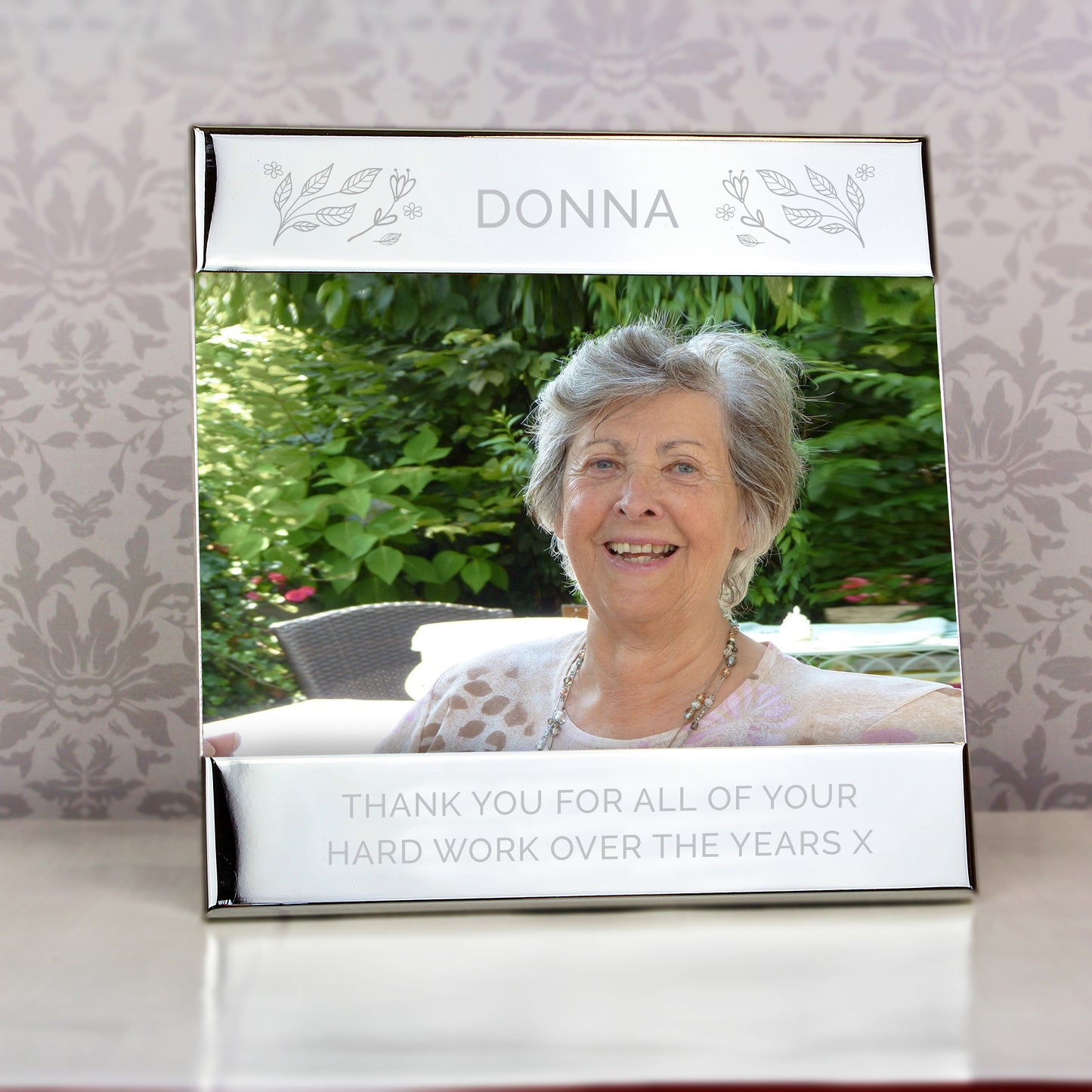 Personalised Silver Floral 6x4 Photo Frame