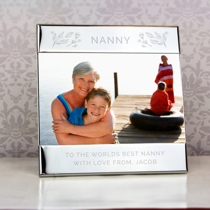 Personalised Silver Floral 6x4 Photo Frame