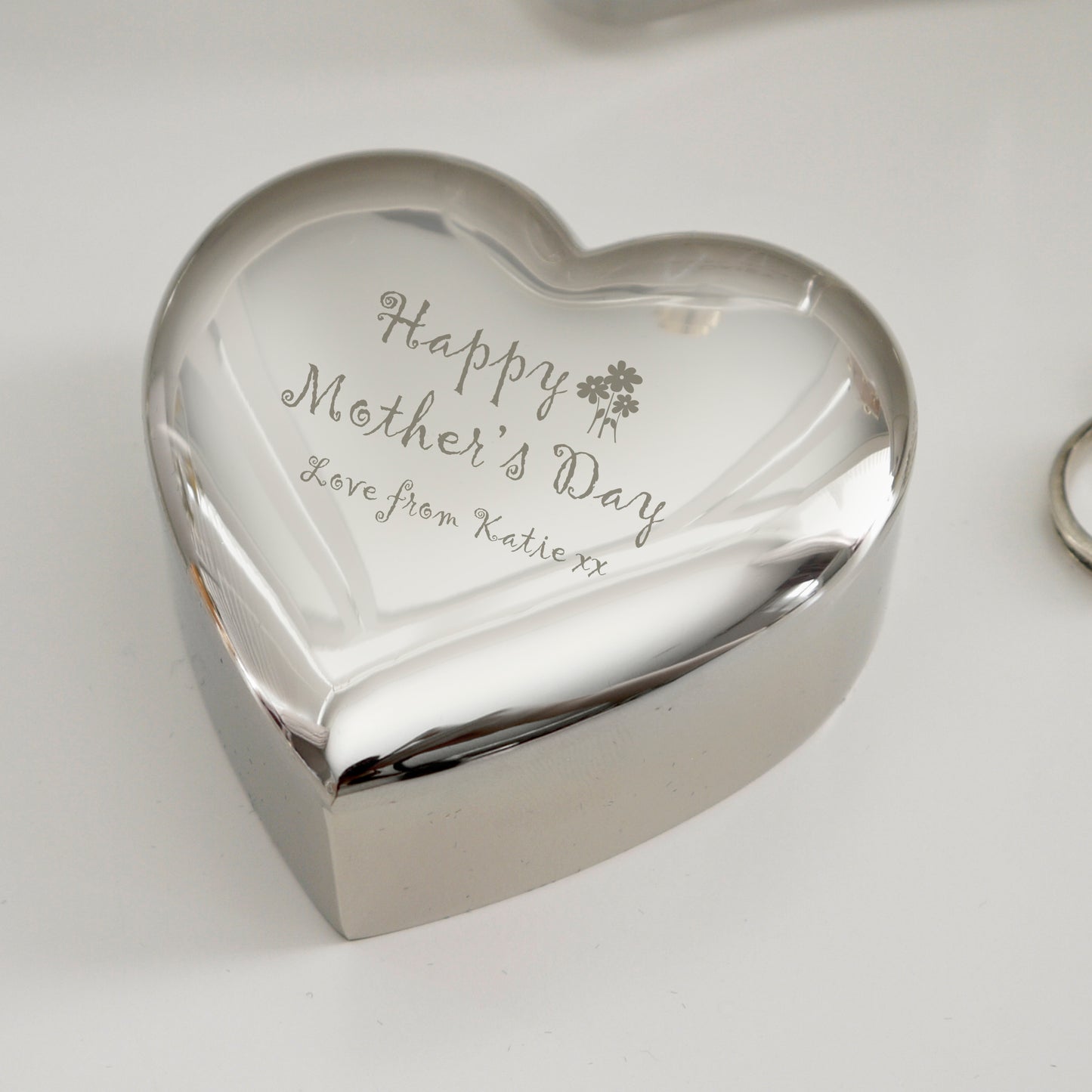 Personalised Happy Mothers Day Heart Trinket Box