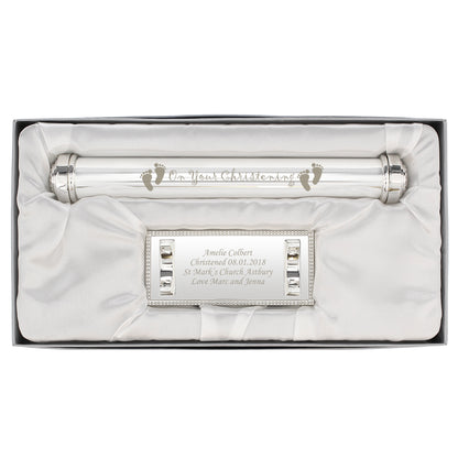 Personalised Christening Silver Plated Certificate Holder