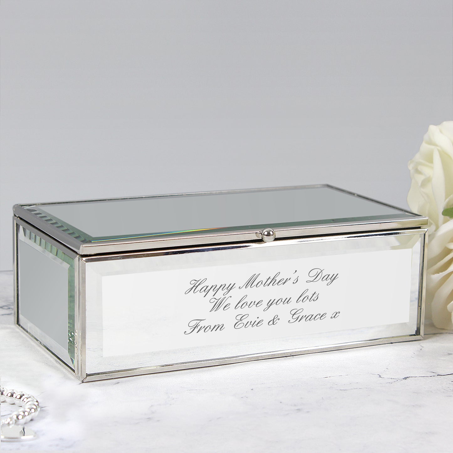 Personalised Any Message Mirrored Jewellery Box