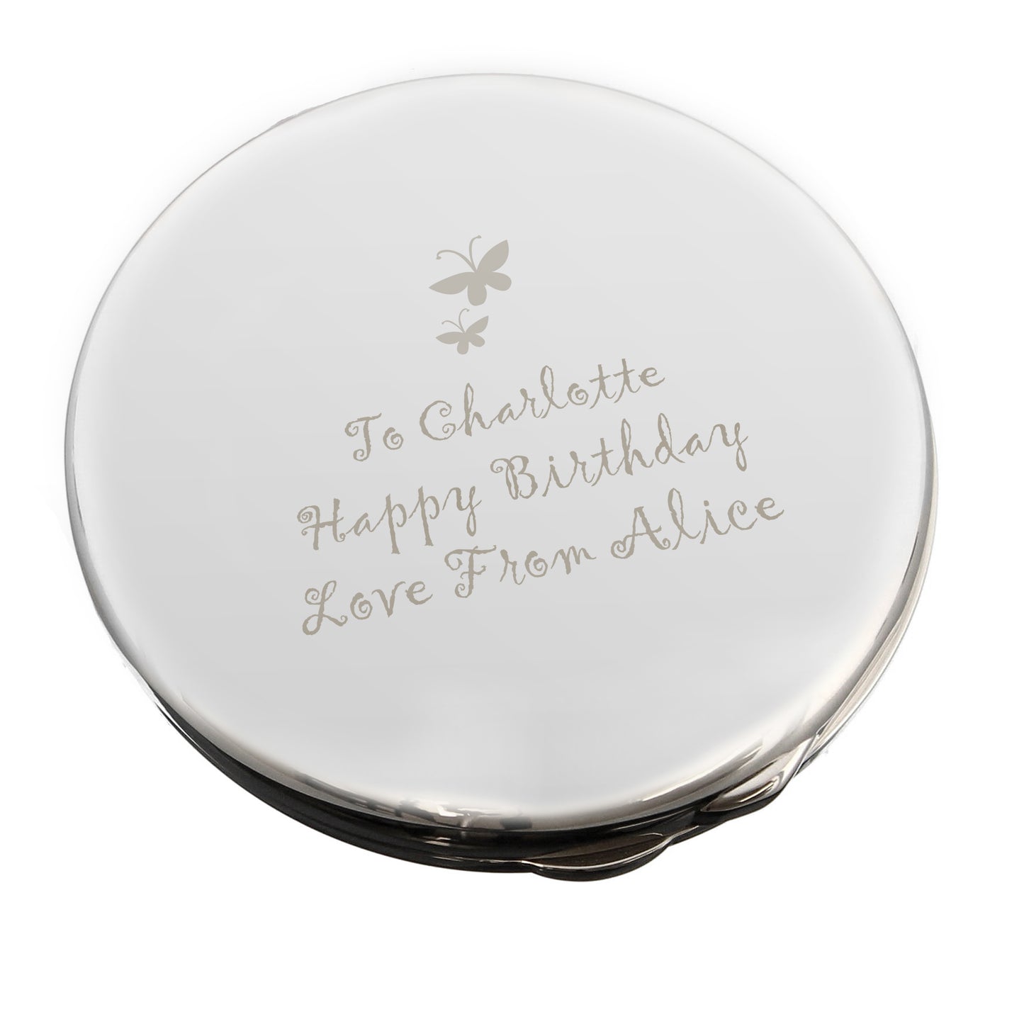 Personalised Butterfly Round Compact Mirror