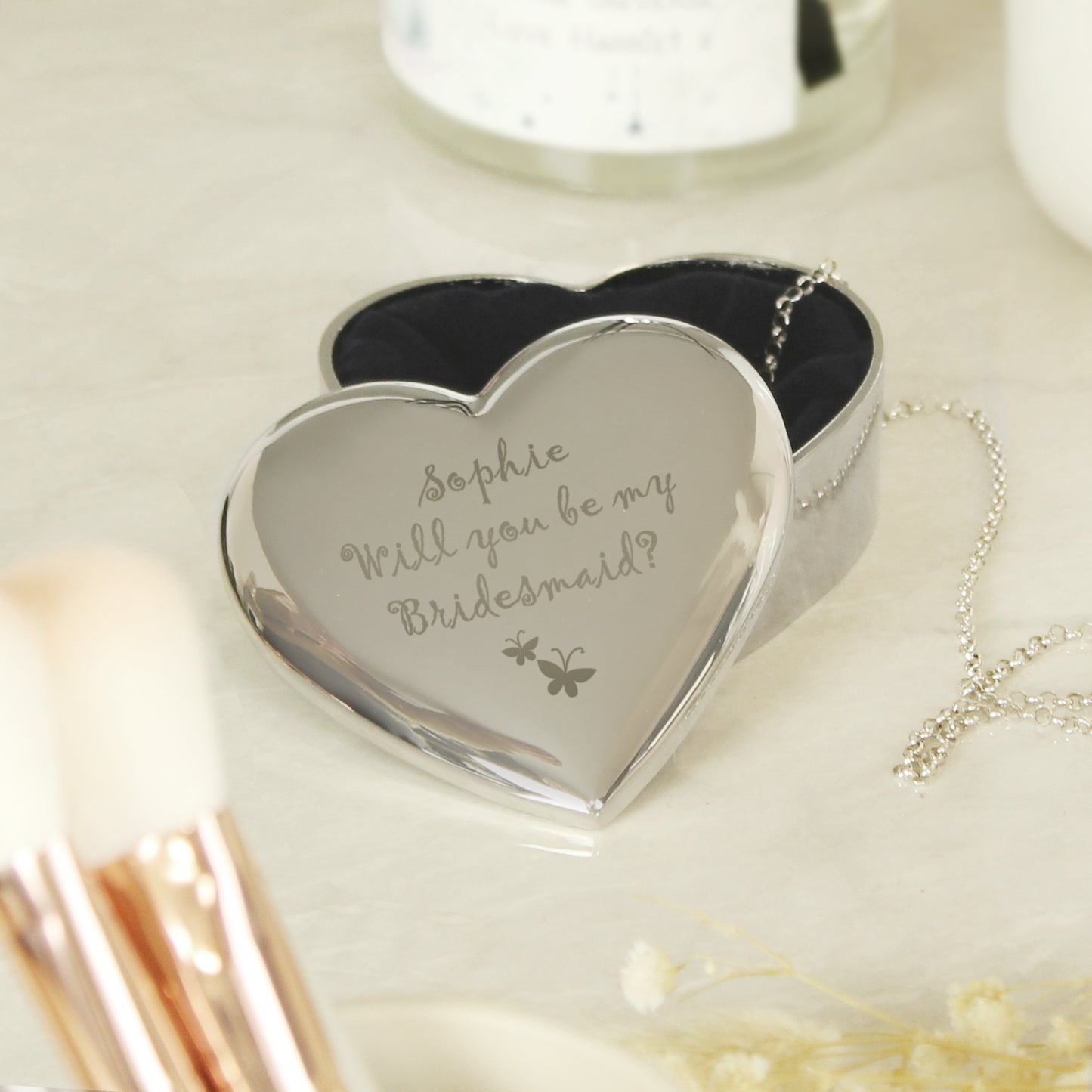 Personalised Butterfly Heart Trinket Box