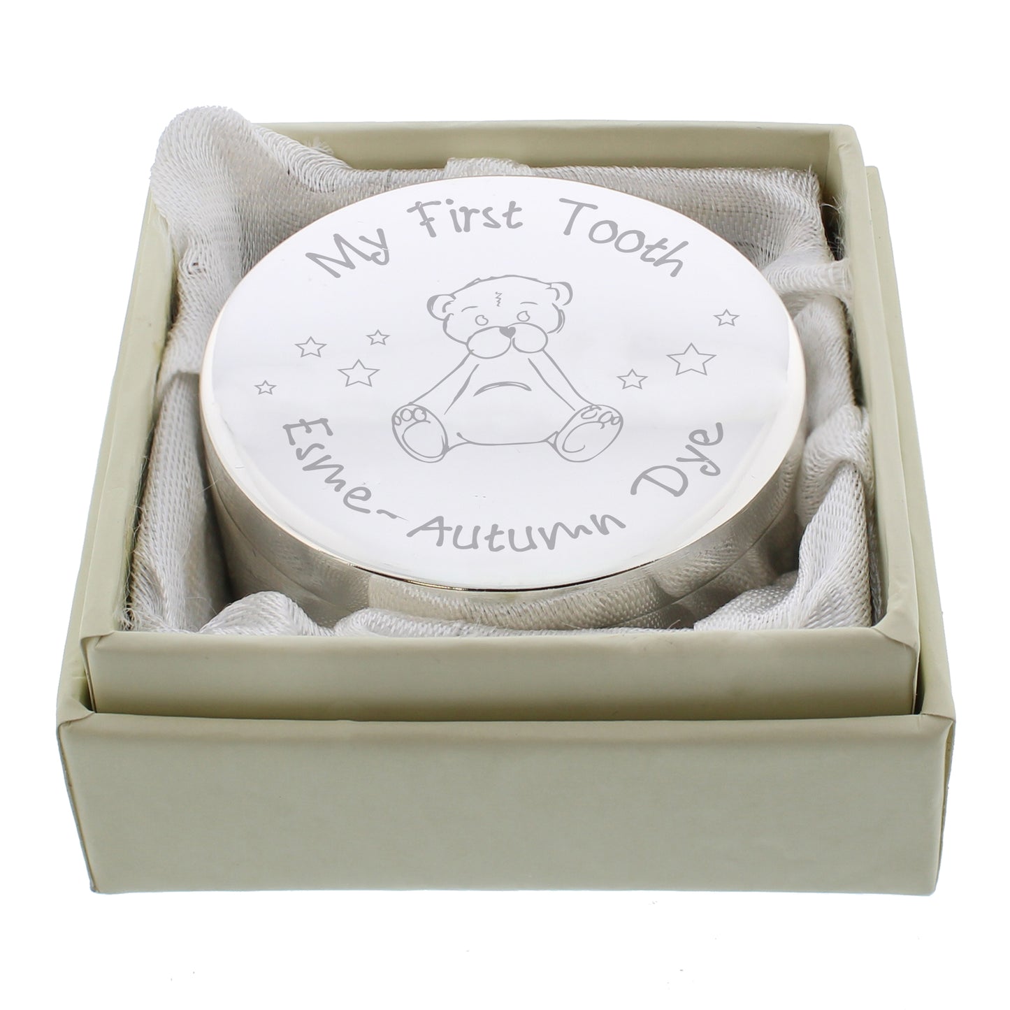 Personalised Teddy My First Tooth Trinket Box