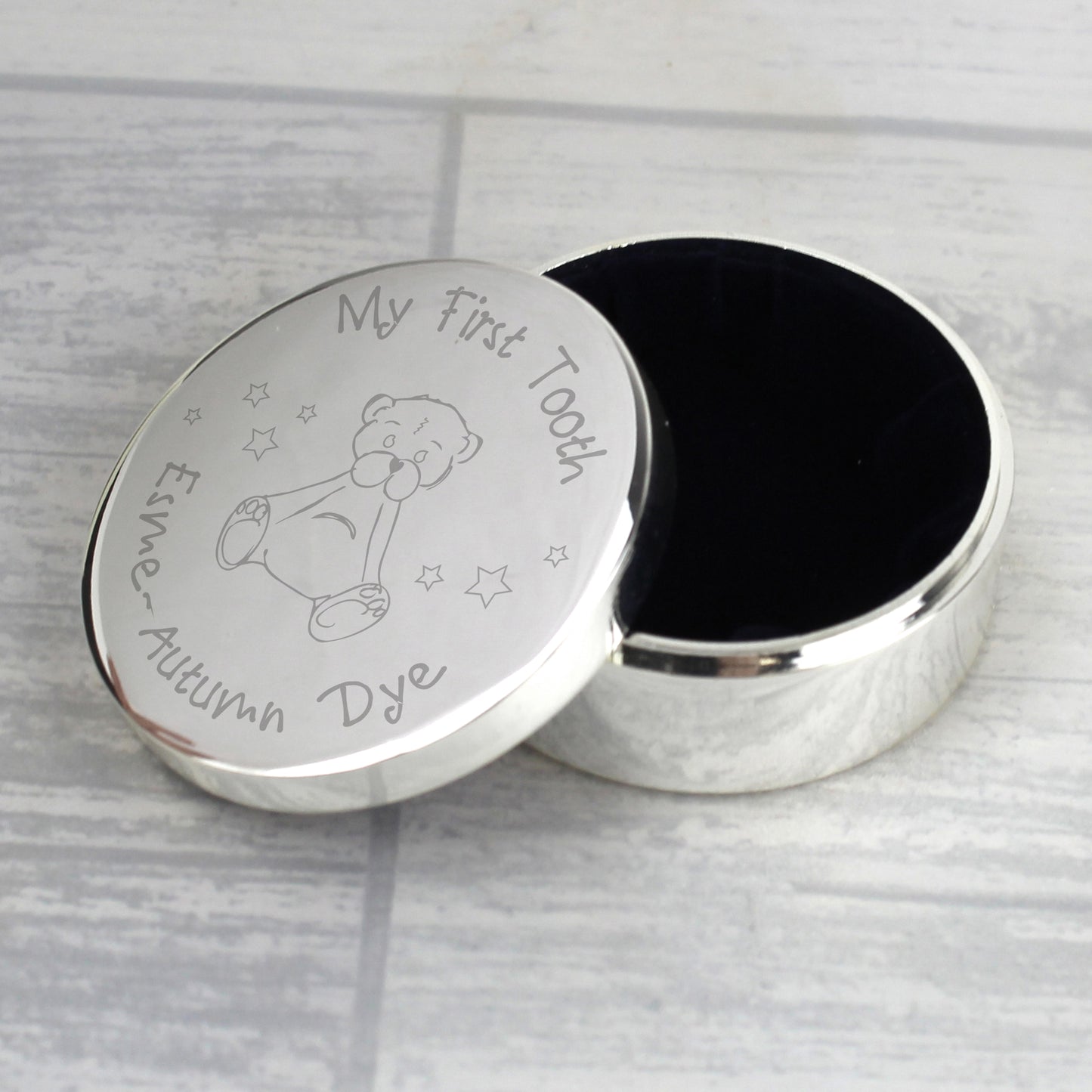 Personalised Teddy My First Tooth Trinket Box