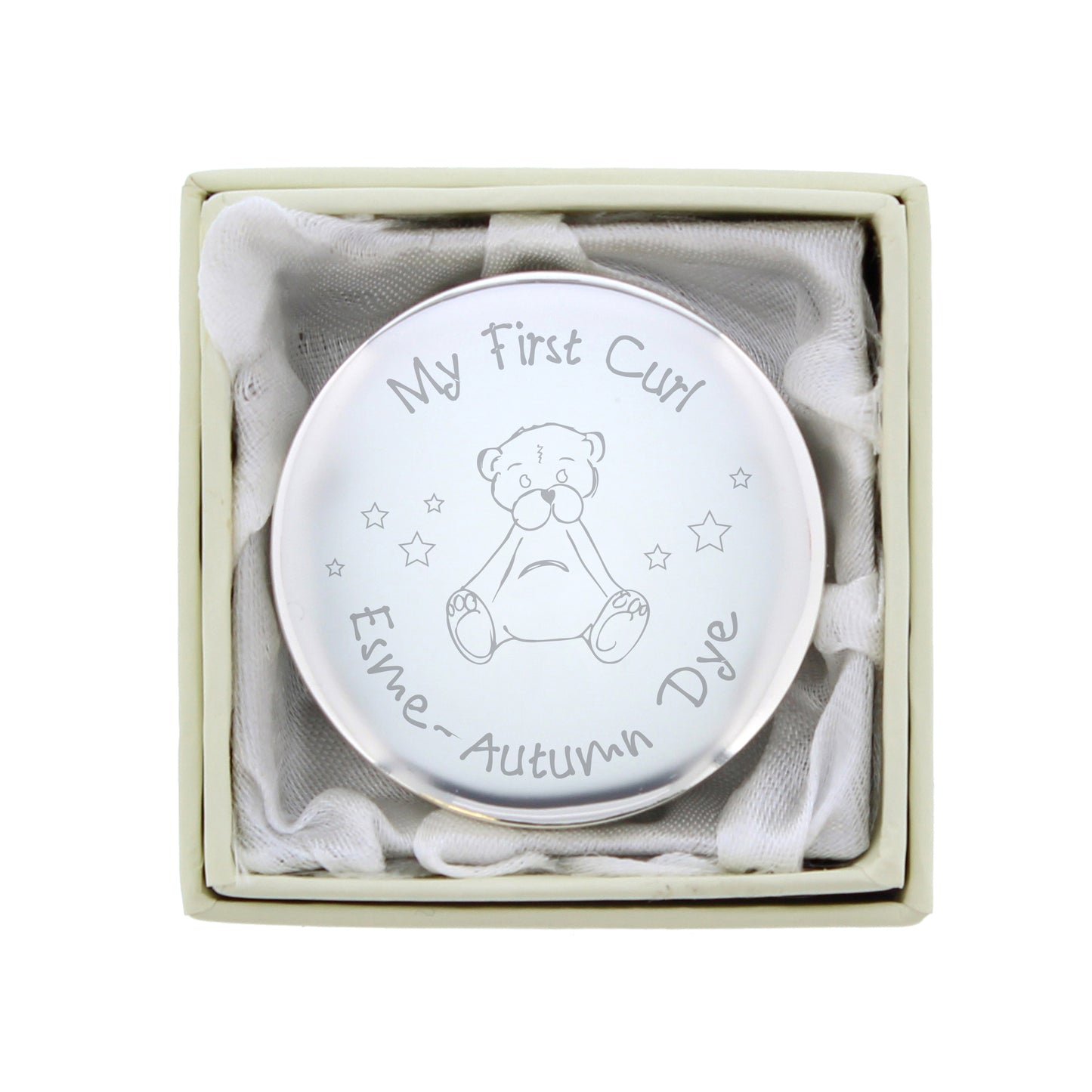 Personalised Teddy My First Curl Trinket Box