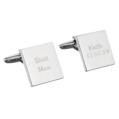 Personalised Wedding Role Square Cufflinks - 2 line