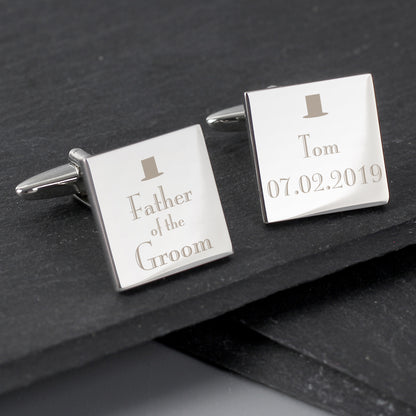 Personalised Decorative Wedding Father of the Groom Square Cufflinks