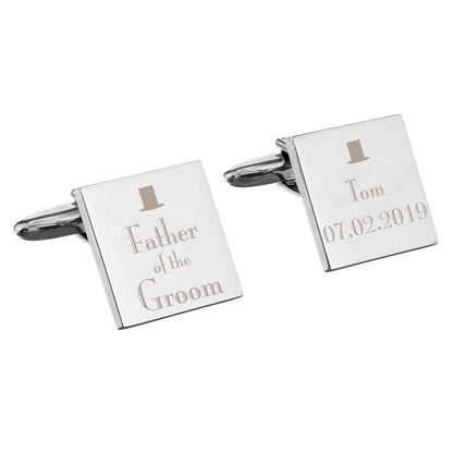 Personalised Decorative Wedding Father of the Groom Square Cufflinks