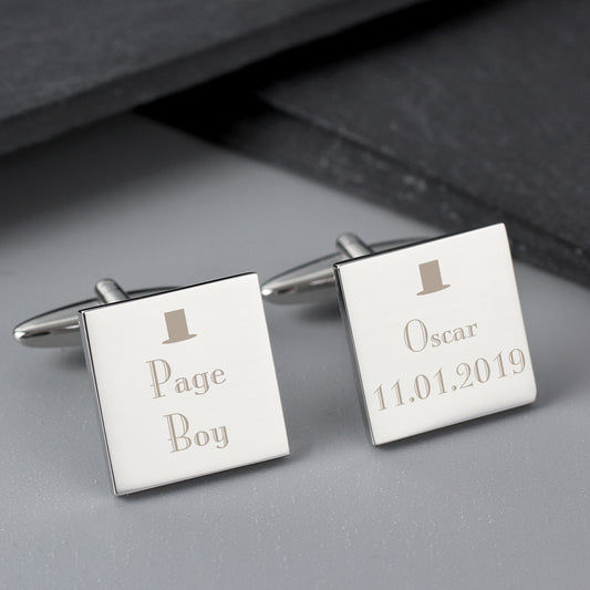 Personalised Decorative Wedding Page Boy Cufflinks